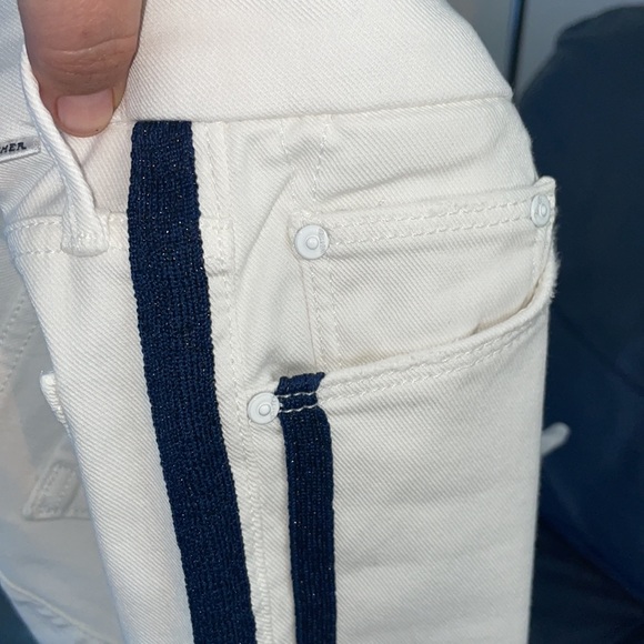 MOTHER JEANS white with navy tuxedo stripes THE LOOKER Ankle sz 26 EUC - Picture 8 of 9